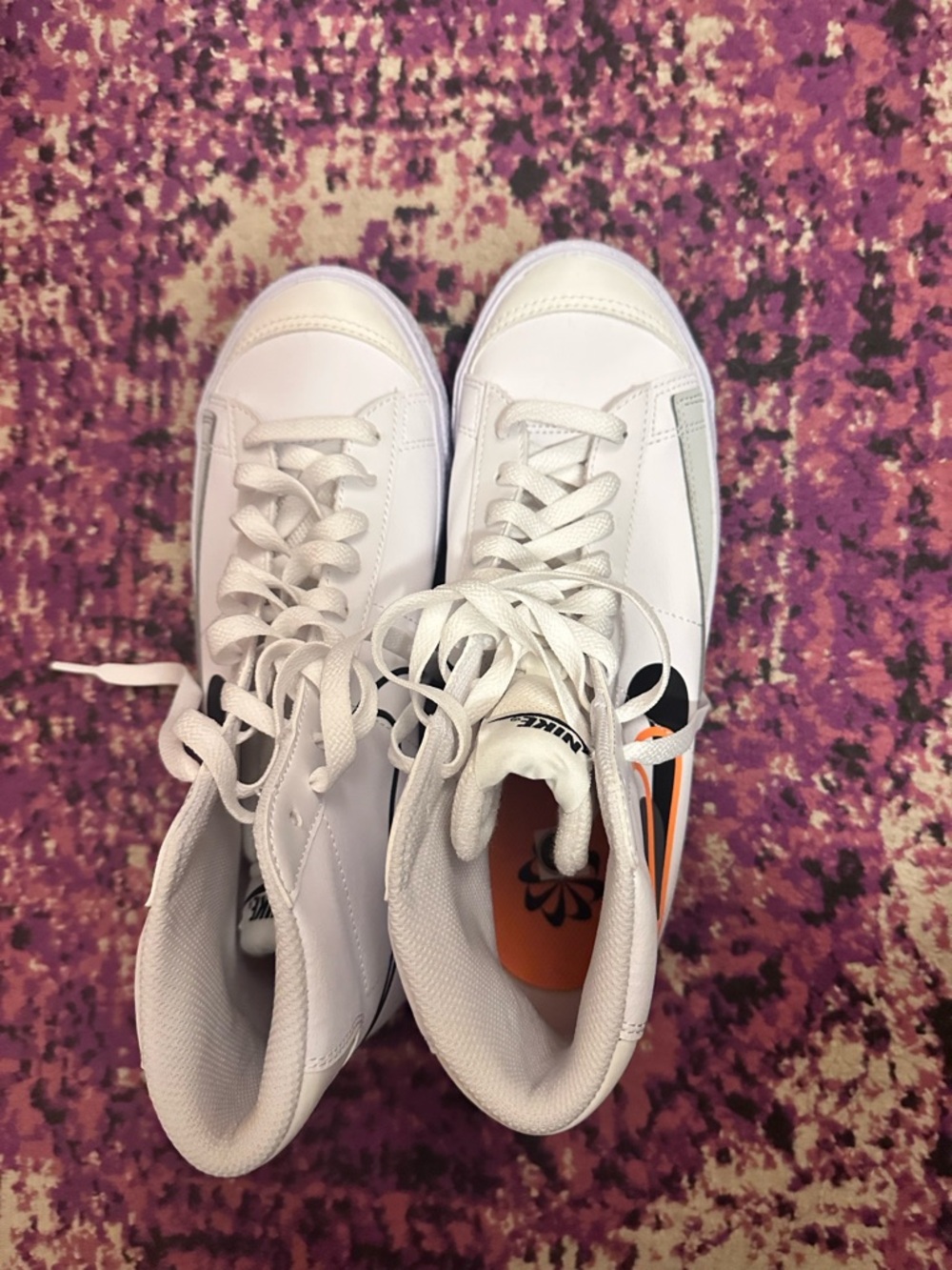 Nike Kids White Sneakers with Orange Accent